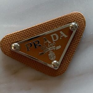 RARE Vintage PRADA brown & silver classic triangle logo charm